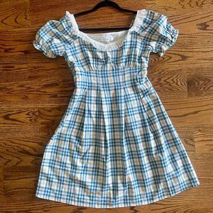 Plaid, lace ruffle dress